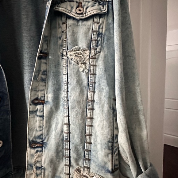Vintage | ZARA Men’s Distressed Jean Jacket | US L - Picture 4 of 9